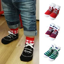 Детские носки 1 пара, удобные носки в полоску для маленьких мальчиков и девочек Нескользящие носки-Тапочки