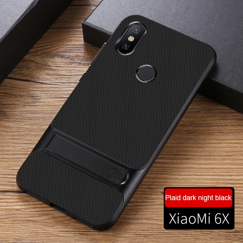 Для xiaomi 5S 5X6 6X A1 MIX2 модный Ромбический текстурный кронштейн TPU+ PC чехол для телефона для redmi Note4X Note6Pro Note7 - Цвет: Black