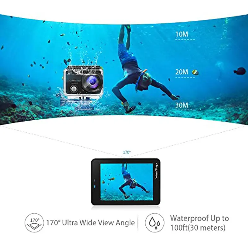 VanTop Moment 3 4K Action Camera Underwater Waterproof Camera with 170° Wide Angle Outdoor Mini WiFi Video Sports Mini Camera-3