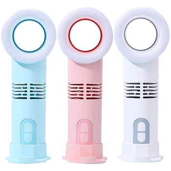 

Handheld Bladeless Fan Air Cooler USB Rechargeable Ventilator with LED Light Detachable Base Portable Fan Outdoor/Office