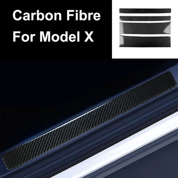 

Car Door Welcome Pedal Panel Cover for Tesla Model X 2016-2019 Auto Interior Real Carbon Fiber Protective Stickers Accessories