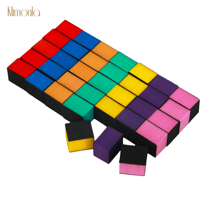 

100pcs Mix Color Mini Nail File Blocks 80/80/100 Nail Art Sponge Buffer Sanding Files 3 Sides Manicure Salon Tools