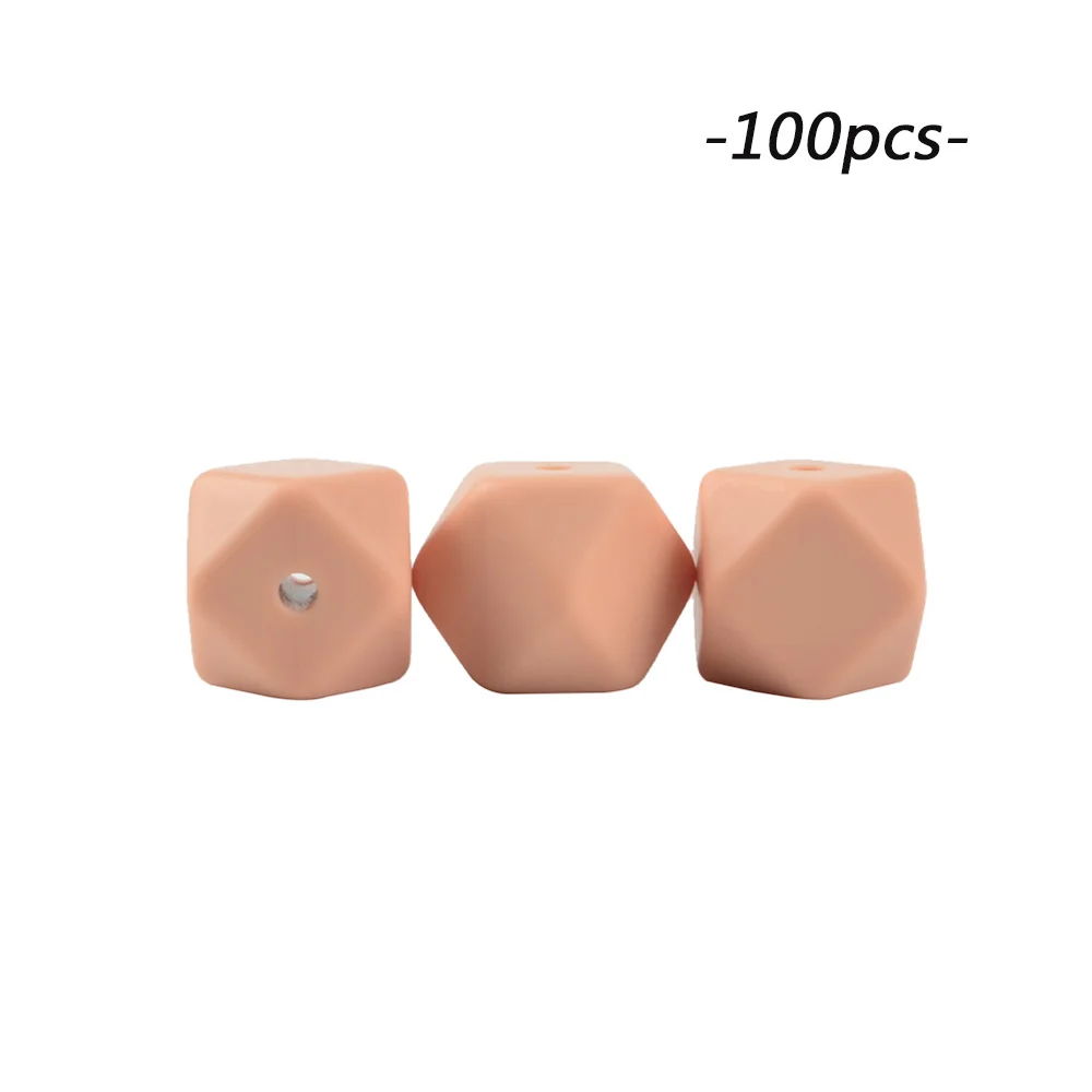 peachy LOFCA 100 шт мини шестигранные силиконовые бусины 14 мм детский прорезыватель BPA Бесплатные ожерелья своими руками пустышки цепи Прорезыватели для зубов - Цвет: peachy