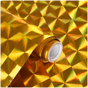 

Self-adhesive Waterproof Laser Advertising Wallpaper Wall Sticker Kindergarten Back DIY Handmade Gold Silver Mirror Reflective
