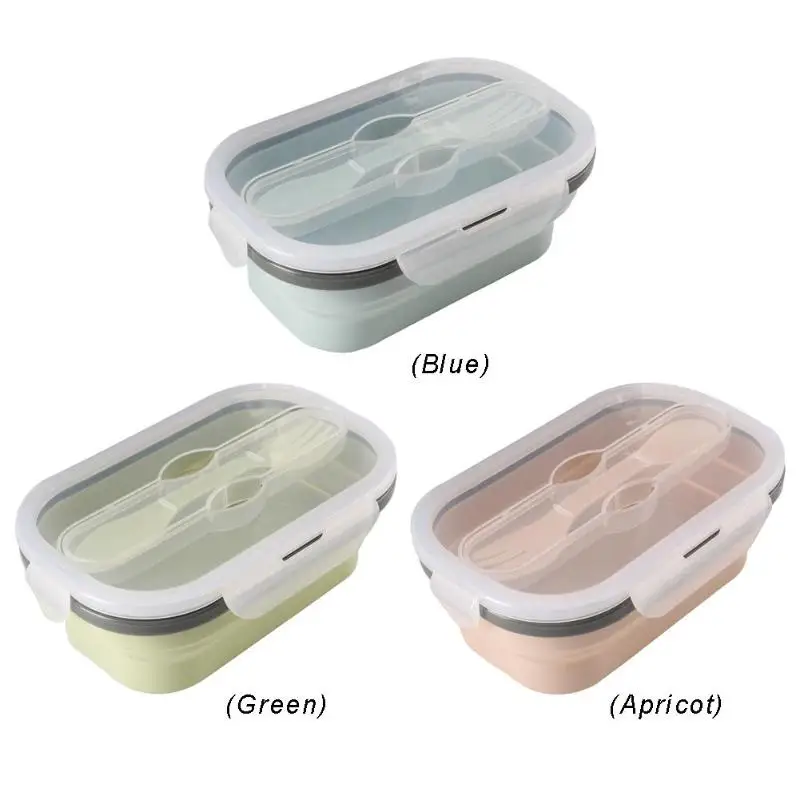 

850ML Silicone Folding Bento Box Collapsible Portable Lunch Box For Food Dinnerware Food Container Bowl For Children Adult