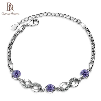 

Bague Ringen Amethyst Bracelets for Women Charms Silver 925 Jewelry Round Gemstones Female Fashion Concise Anniversary Gift