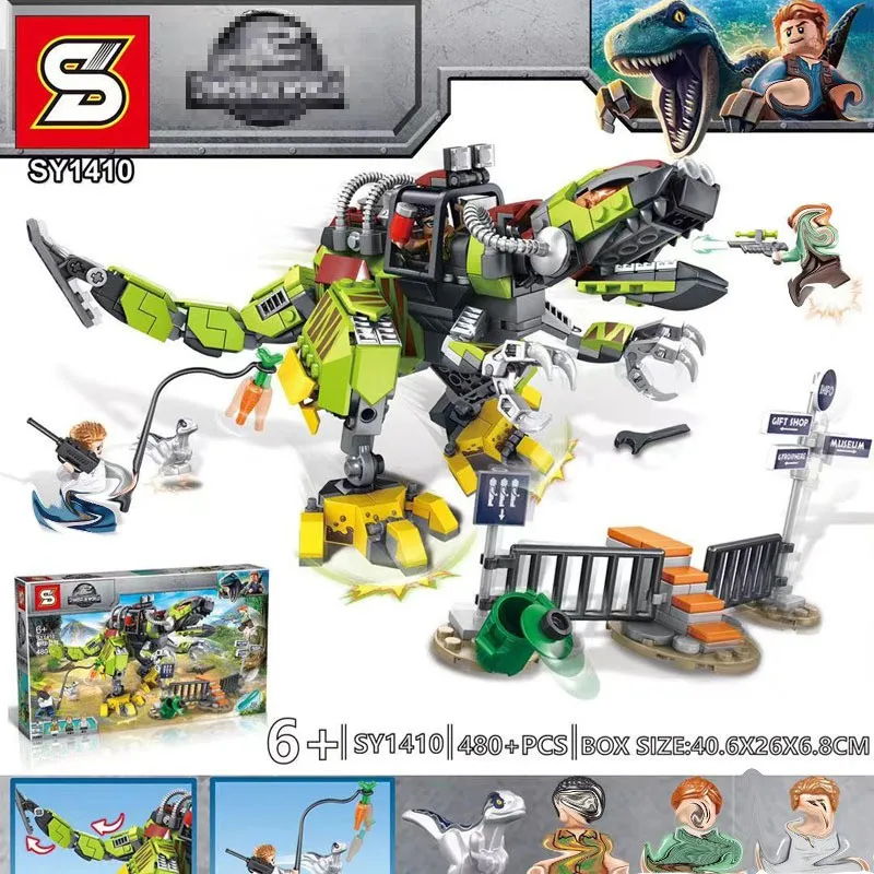 

Jurassic World T. Rex Vs Dino-mech Battle Building Blocks Kit Bricks Classic Movie Model Kids Toys For Children Gift