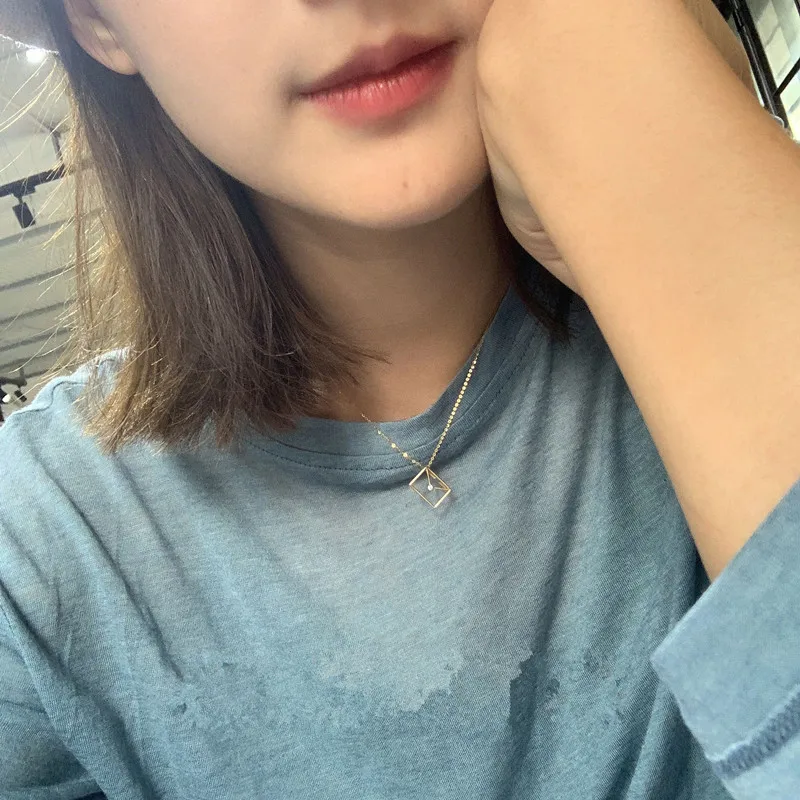 925 Sterling Silver Simple Diamond Envelope Pendant Necklace Women Fashion Wedding Jewelry Accessories Girlfriend Gift - Image 3