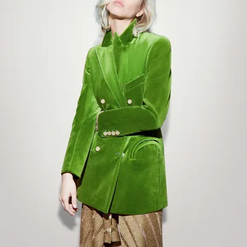 

Leisure Temperament Small Suit Female 2020 Velvet Women's Wear Chic Suit Medium Length Money Coat