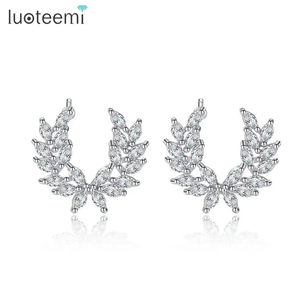 LUOTEEMI Платье с угловыми крыльями милые серьги гвоздики для женщин ААА кубического
