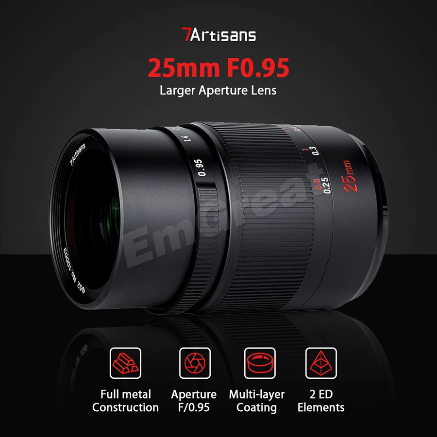 7artisans 25mm F0.95 APS-C MF Lens for Fujifilm Fuji X-mount X-T1
