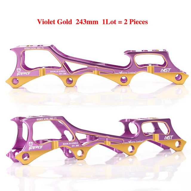 Purple Gold 243mm Роликовые коньки рокерного типа, рама с 219 мм 231 мм 243 мм банановым основанием, 6019 алюминиевый сплав с ЧПУ для SEBA FSK слалом - Цвет: Purple Gold 243mm