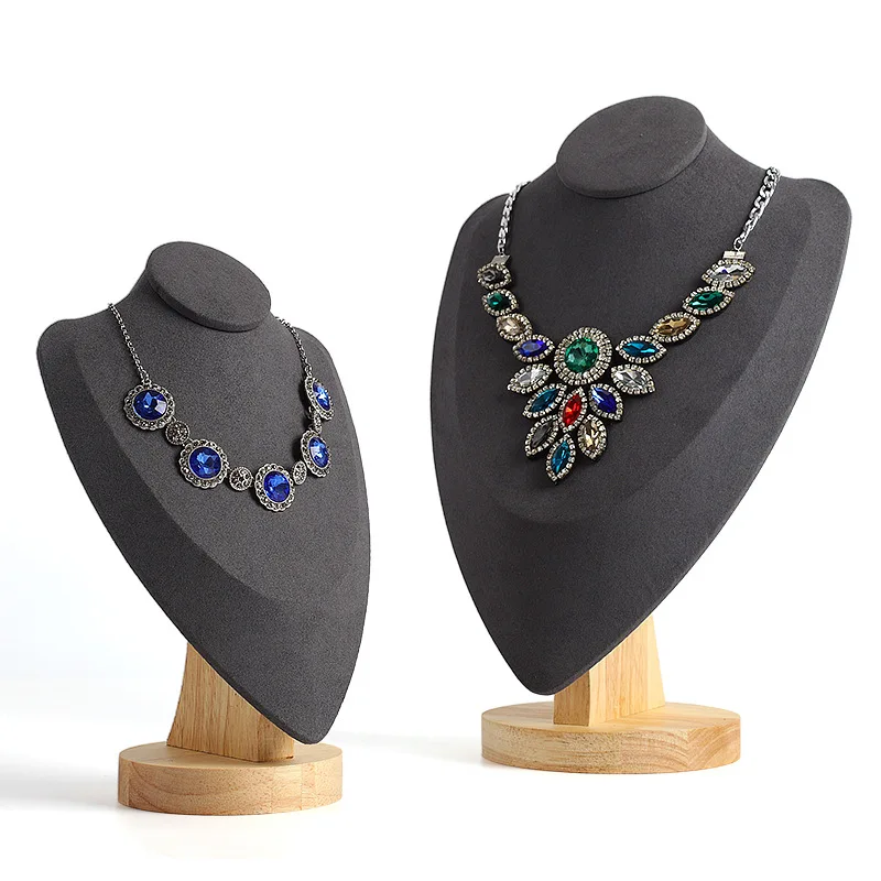 Solid wood Korean creative jewelry portrait neck props, jewelry necklace shelf, wooden jewelry display stand