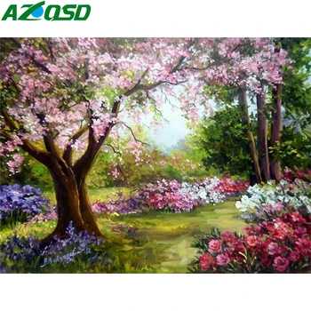 

AZQSD Diamond Painting Tree Cross Stitch Needlework Diamond Embroidery Scenery Handmade Picture Of Rhinestones Home Decor Gift