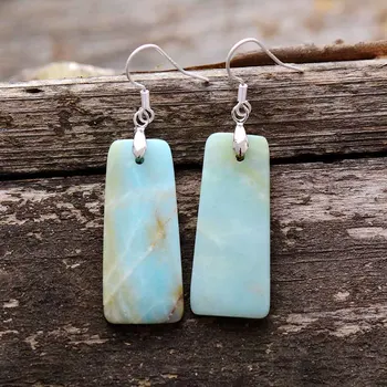Women Dangle Earrings Natural Amazonite Bohemia Earrings Designer Luxury Earrings European Ethnic Jewelry Dropshipping