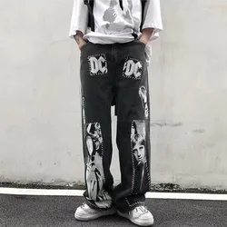 Pantalones vaqueros de banda de Rock para hombre, Jeans de gran tamaño, estilo Hip Hop, holgados y anchos, Punk, a la moda, novedad de 2021