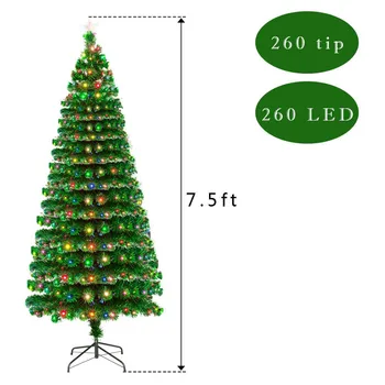 

7.5FT Fiber Optic Christmas Tree with 260 LED Lamps + 260 Branches Christmas Tree Home Party Christmas Xmas Decoration Gift Tree