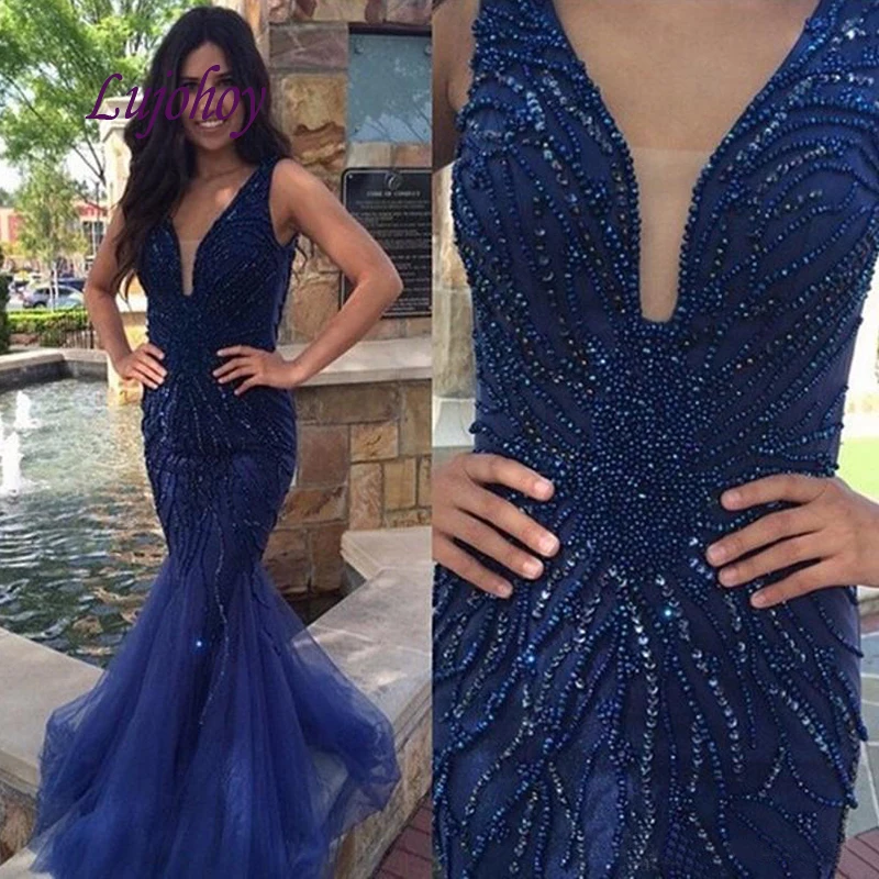 Navy Blue Lange Avondjurken Party Mermaid Plus Size Vrouwen Dames Sexy Luxe Prom Formele Avondjurken Jurken Navy Blue Lange Avondjurken Party Mermaid Plus Size Vrouwen Dames Sexy Luxe Prom Formele Avondjurken Jurken