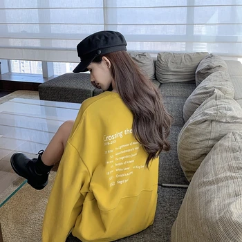 

2020 Spring And Autumn New Youth Pop Print Loose Plus Velvet Thick Sweatshirt Fashion Casual Round Neck Pullover One Size