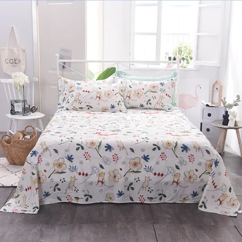 

100% Cotton Bed Sheet Single Double Twin Queen King Size Bedsheet Floral Cartoon Cotton Comfortable Flat Sheet 200x230cm