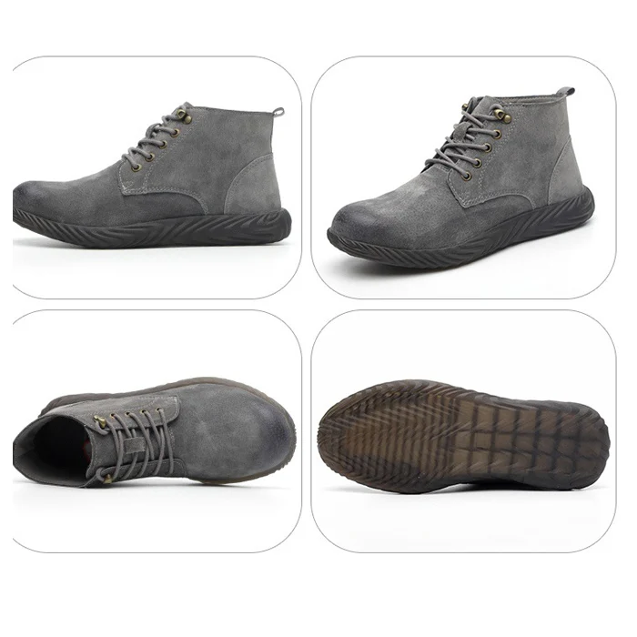 Зимняя кожаная безопасность рабочие ботинки мужская нестираемая обувь модные ботинки до середины икры со стальным носком кроссовки резиновая безопасность Bota mMasculina