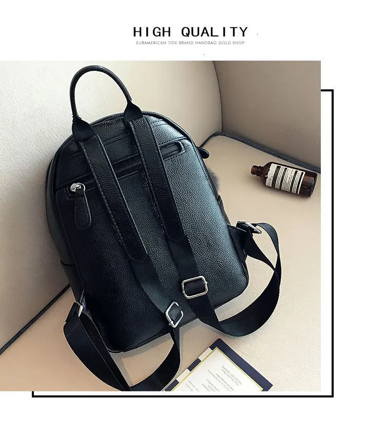 Female White Back Pack Black Backpacks Mini Backpacks Women PU Leather Cute Small Backpack For Teen Girls Fashion Bagpack Woman cool backpacks accessories	