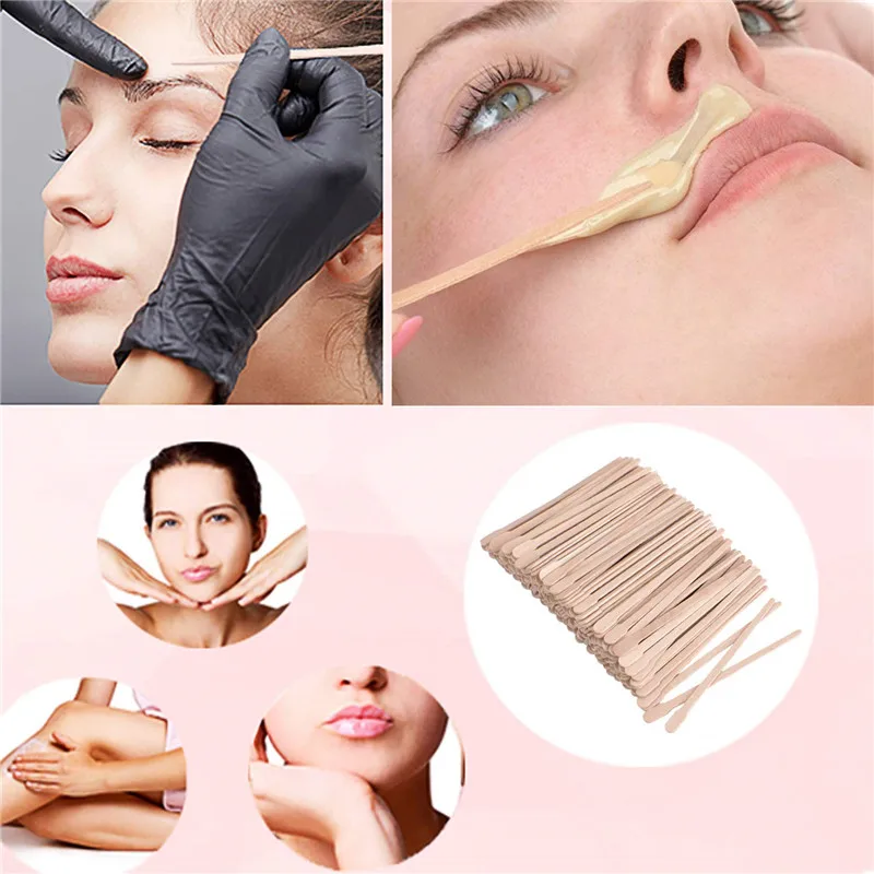 200 Pcs Assorted Style Eyebrow Wax Sticks Waxing Applicator Wooden Wax  Spatulas Kit for Face and Small Hair Removal Sticks