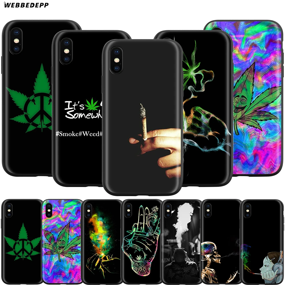 

Webbedepp Weed Cigarette Smoking Case for Apple iPhone 11 Pro XS Max XR X 8 7 6 6S Plus 5 5S SE