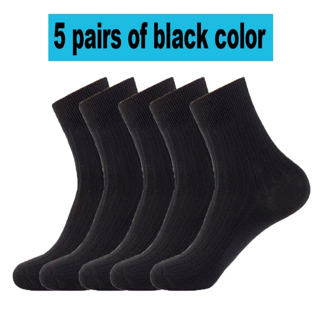 Autumn Winter Men's Business Casual Socks 2021 New Striped Cotton Men Crew Socks Black White  Brown High Quality EUR Size38-44 5 black