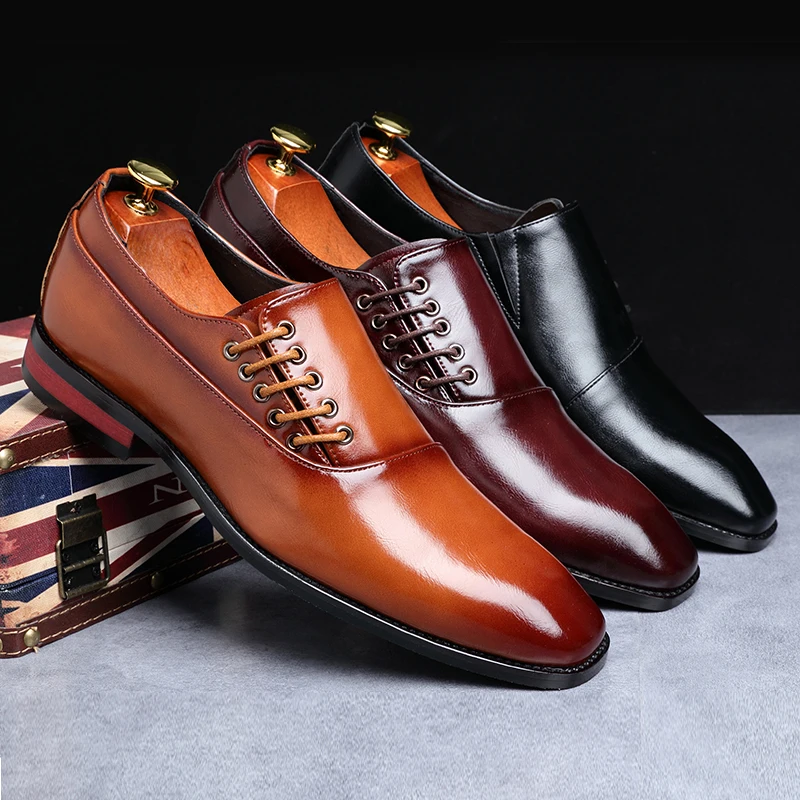 Мужская обувь; большие размеры; итальянская деловая обувь; Мужские модельные туфли; Роскошные элегантные мужские туфли; Вечерние кожаные туфли в деловом стиле; цвет коричневый, черный, красный