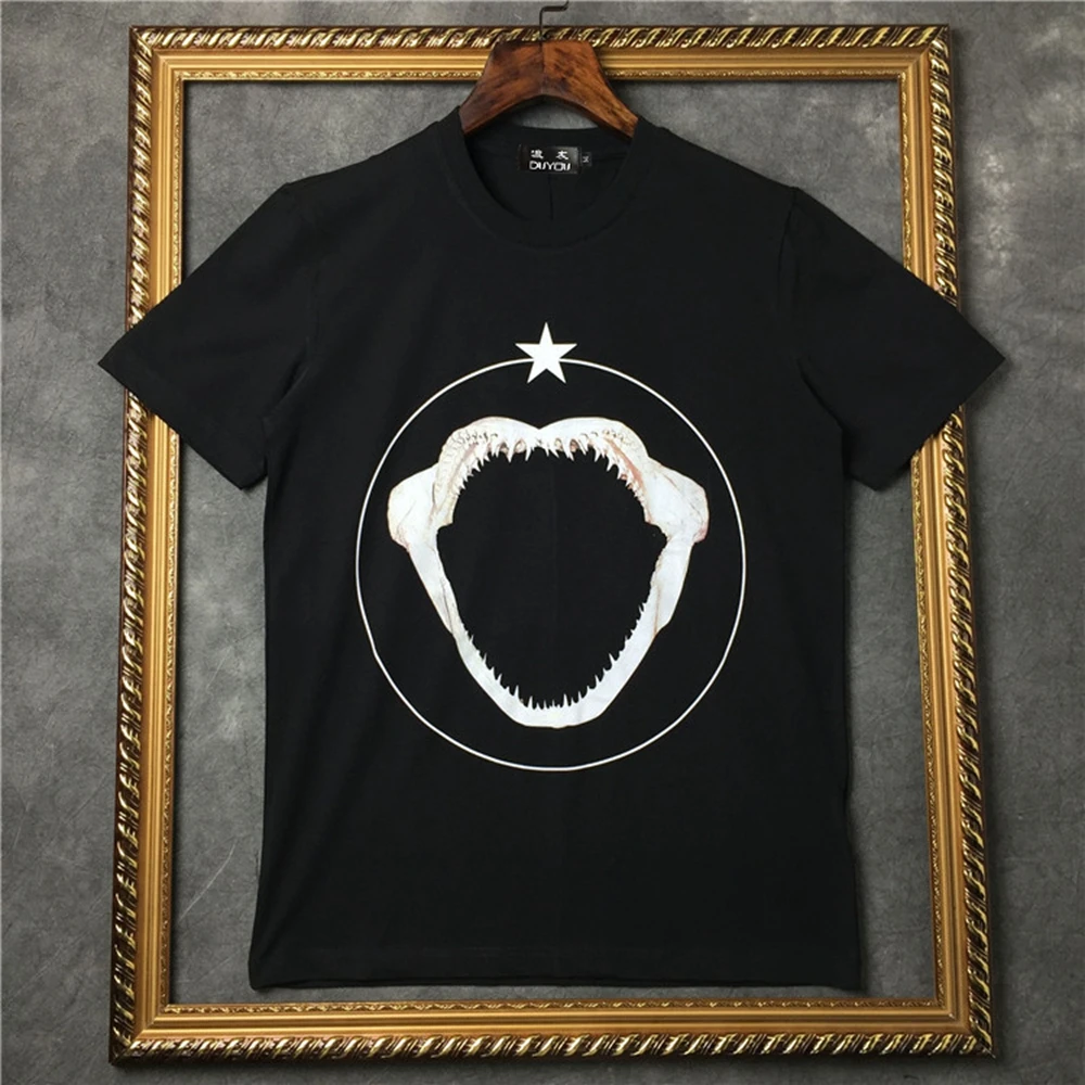 

marcelo barrett Men's Short-sleeved T-shirt Ring pentagram shark mouth Pattern Women T SHIRTS|Streetwear 2191001563