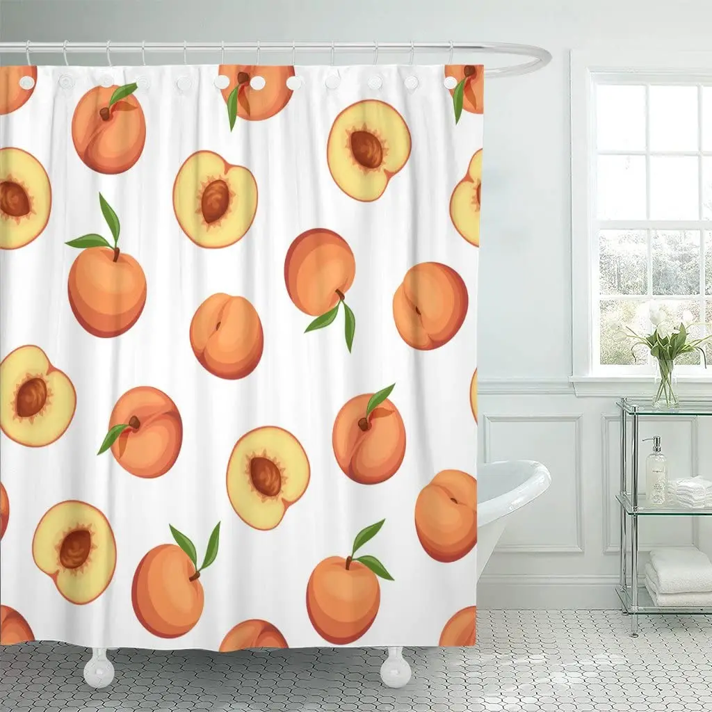Green Peach with Peaches on White Orange Fruit Continuous Shower