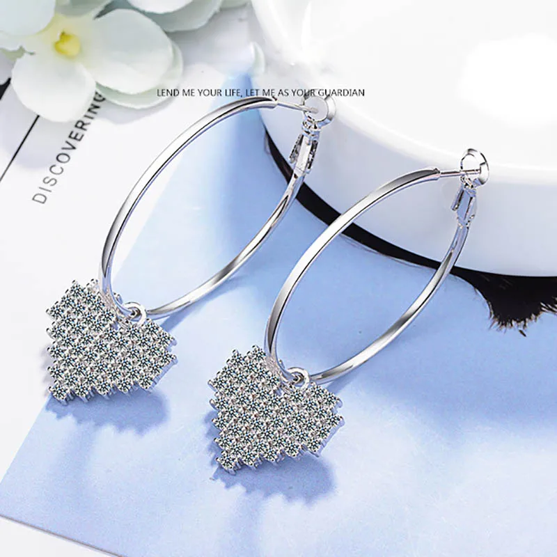 Jellystory модные серьги с цирконием в форме сердца драгоценные камни серебро 925 ювелирные изделия Висячие серьги для женщин Свадьба Вечеринка подарки