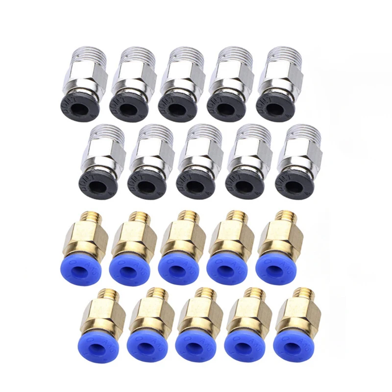20pcs/lot PC4-M10 PC4-M6 Straight Pneumatic Fitting Push to Connect For 3D Printer Bowden Extruder