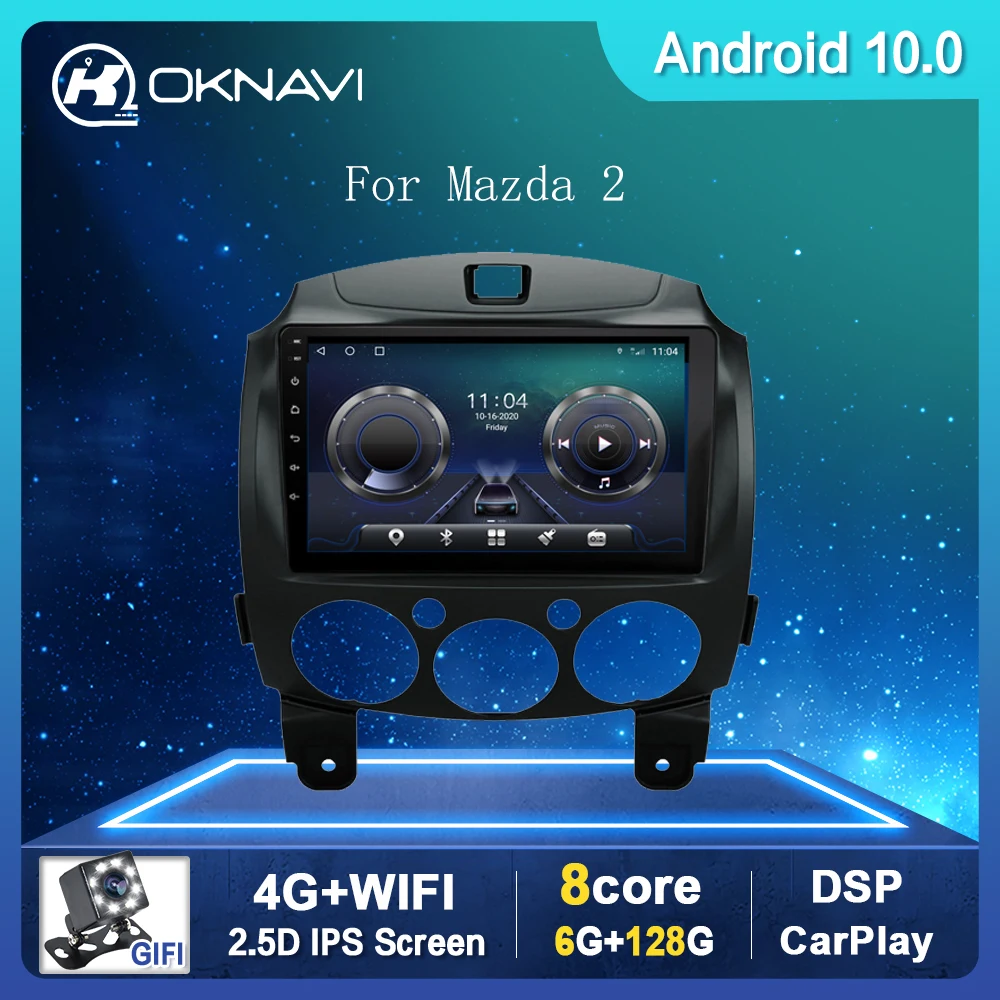 

Android 10.0 ROM 128G Car Radio Multimedia Player For Mazda 2 2007-2014 Car Auto Radio Navigation GPS WIFI Headrest No 2 din DVD