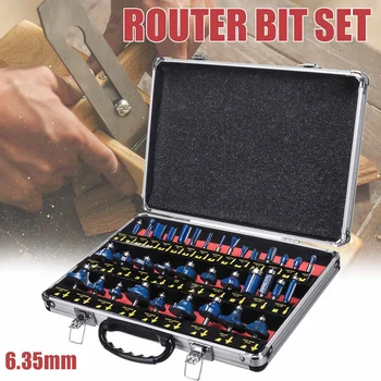 

35Pcs/Set 1/4 Inch Shank Tungsten Carbide Router Bit Set Wood Cutter Tool Set Milling Wood Cutters Router Bit Set for Wood Work