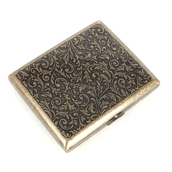 

Cigarette box classic bronze color gadgets for men metal tobacco case holder pattern 20 PCS tube cigar vintage men gift