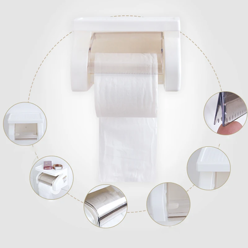 

Roll Holder Wall Mounted White Paper Box Toilet Rack Bathroom Waterproof Plastic Tissue Modern Practical Home Decor Cars
