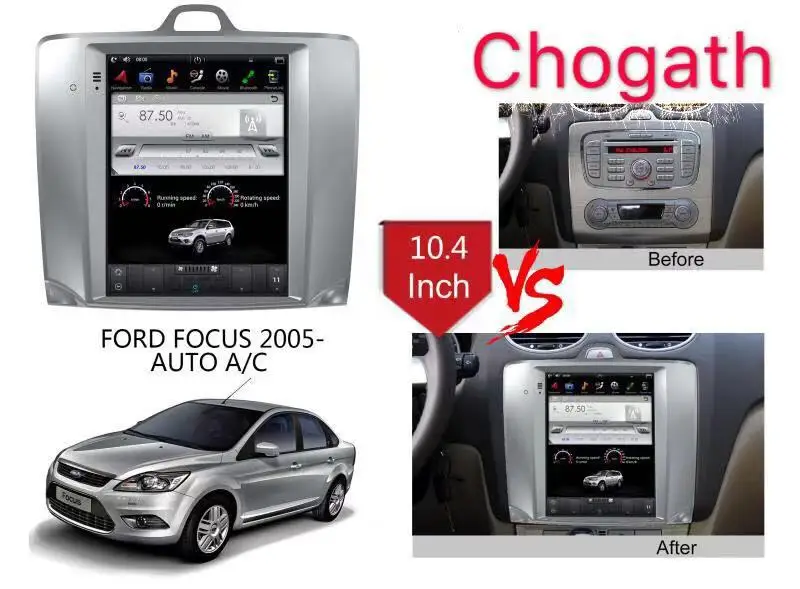 Flash Deal Chogath 10.4inch  car multimedia player android 7.1 car gps navigation Tesla screen 2+32G for Ford Focus 2005-2018 auto a/c 1