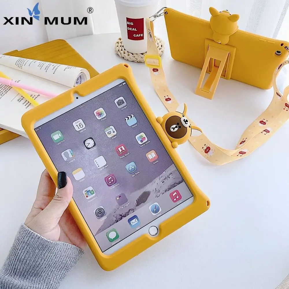 

Cover for IPad 2 3 4 Cartoon Kids Case for IPad 4 3 2 Tablet Silicon Funda + Strap for ipad3