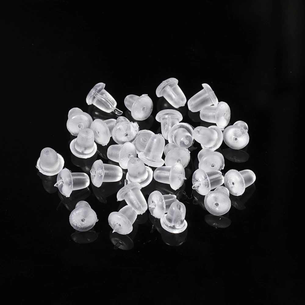 

200pcs/lot Earring Backs Transparent Bullet Stopper Plastic Ear Plug DIY Findings Earrings Jewelry Making Accessories Supplies
