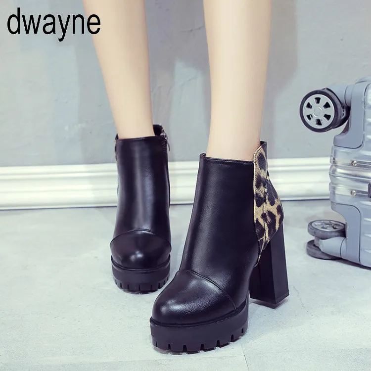 

2019 Fashion High-heeled Martin Boots Autumn Winter Side Zipper Waterproof Platform Coarse Heel Women Boot hjn67