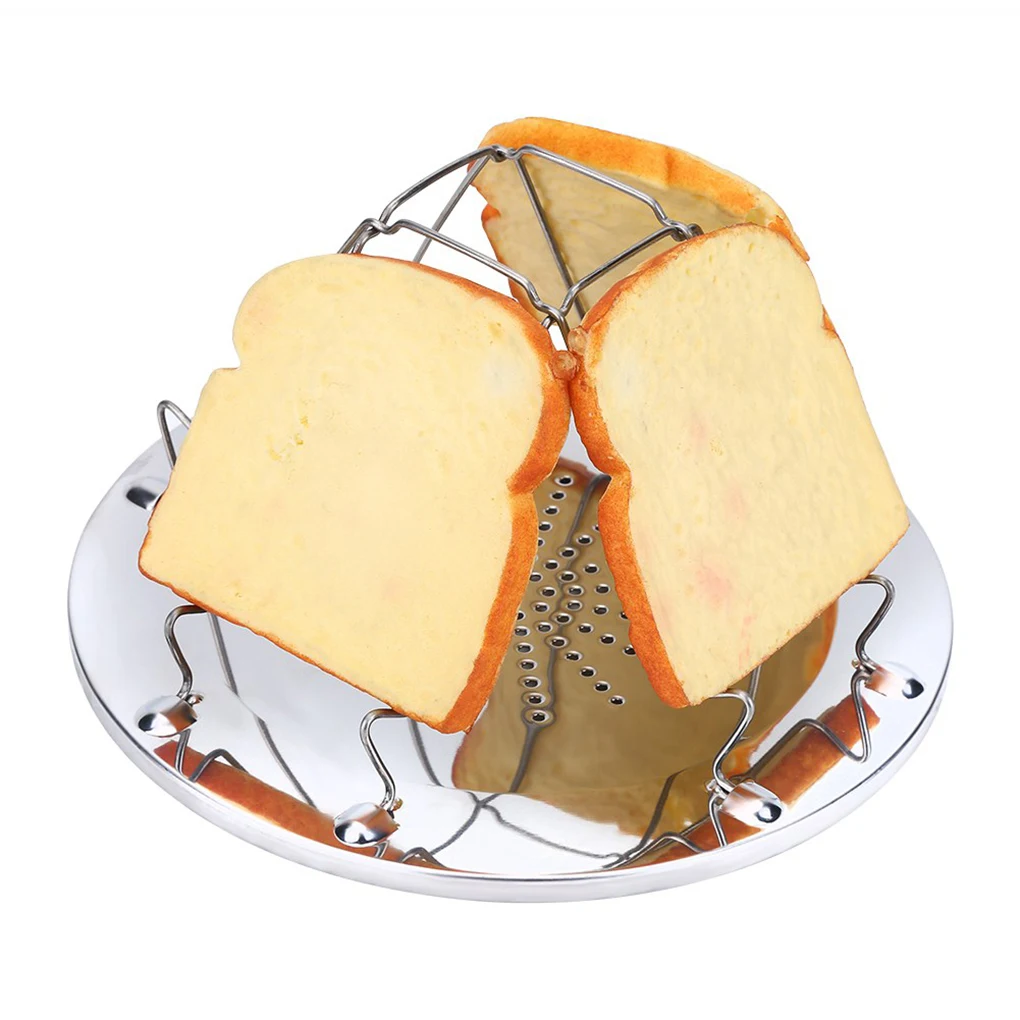 4 Slices Bread Toast Folding Tray Camping Stoves Cooker BBQ Camping Toaster Rack Outdoor Cooking