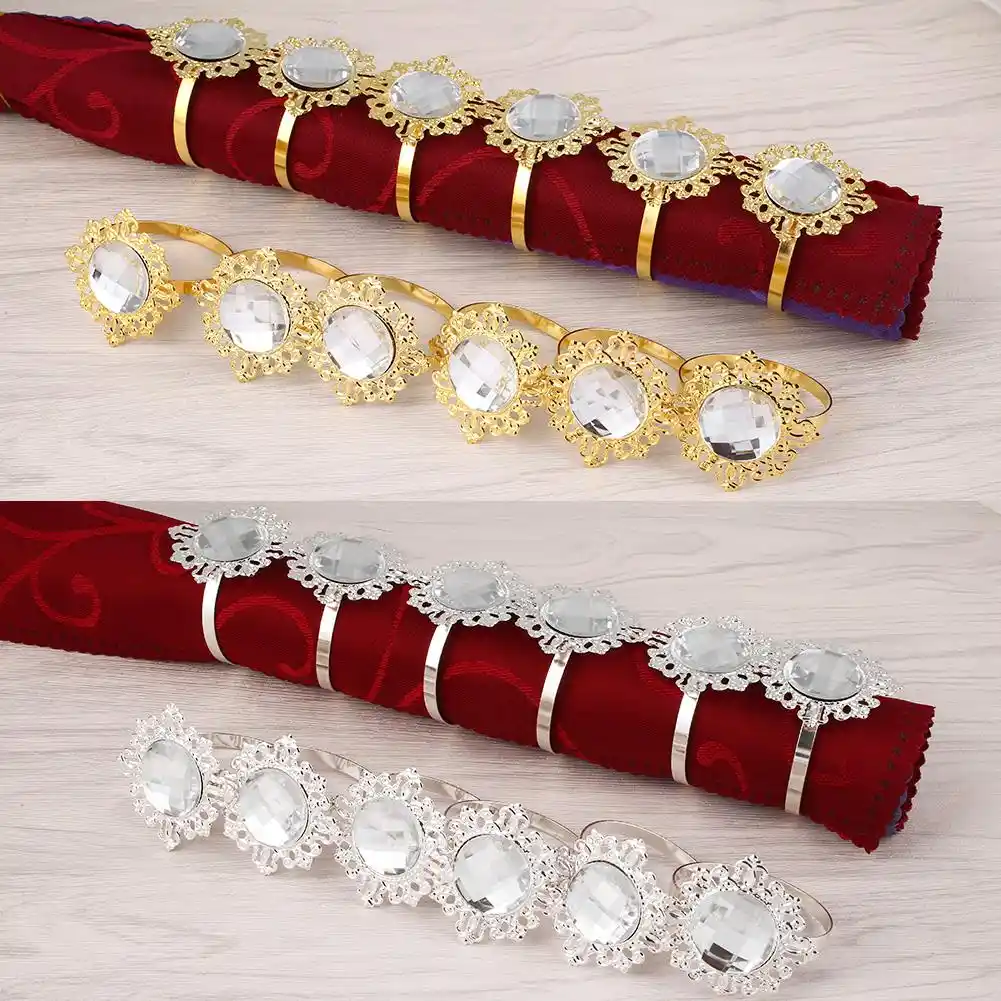 Napkin Rings Holder Diamond Designed 12pcs Luxurious Napkin Rings Holder Diamond