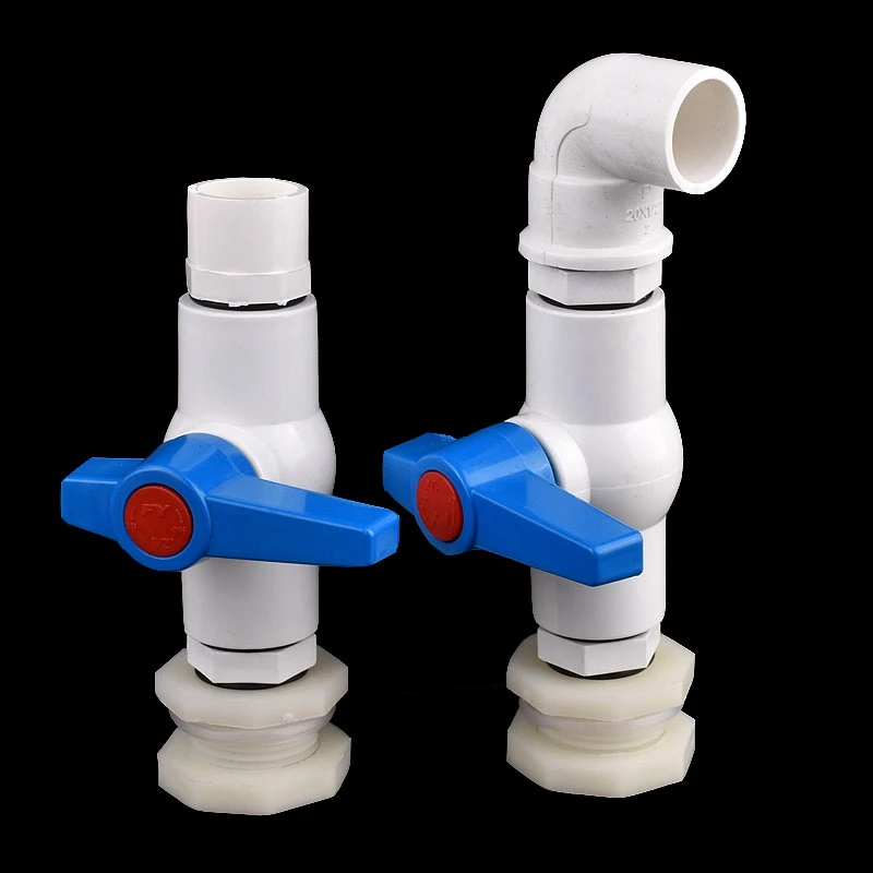 1Set 1/2 "3/4" 1 "PVC Aquarium Aquarium Einlass Wasser Ablauf Joint Direkt/Ellenbogen Garten bewässerung Wasser Tank Rohr Anschluss Ventil – Detail 3