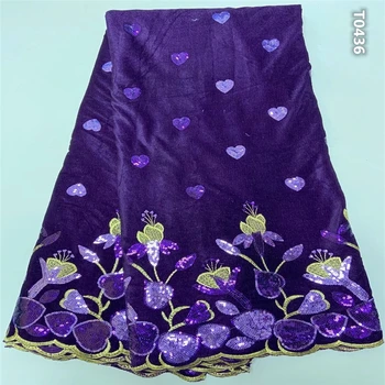 

African Lace Fabric 2020 High Quality Velvet Lace with Sequins Nigerian Lace Fabrics for Wedding Dress