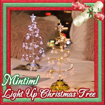

LED Crystal Christmas Tree Lights Christmas Decoration Table Lamp Bedroom Copper Wire Night Light P7Ding