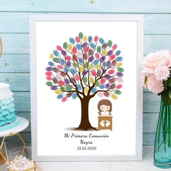 

The Lord's Table Free Custom Name Date First Communion Fingerprint Guest Book Baby Shower Baptism Signature Guestbook Souvenir