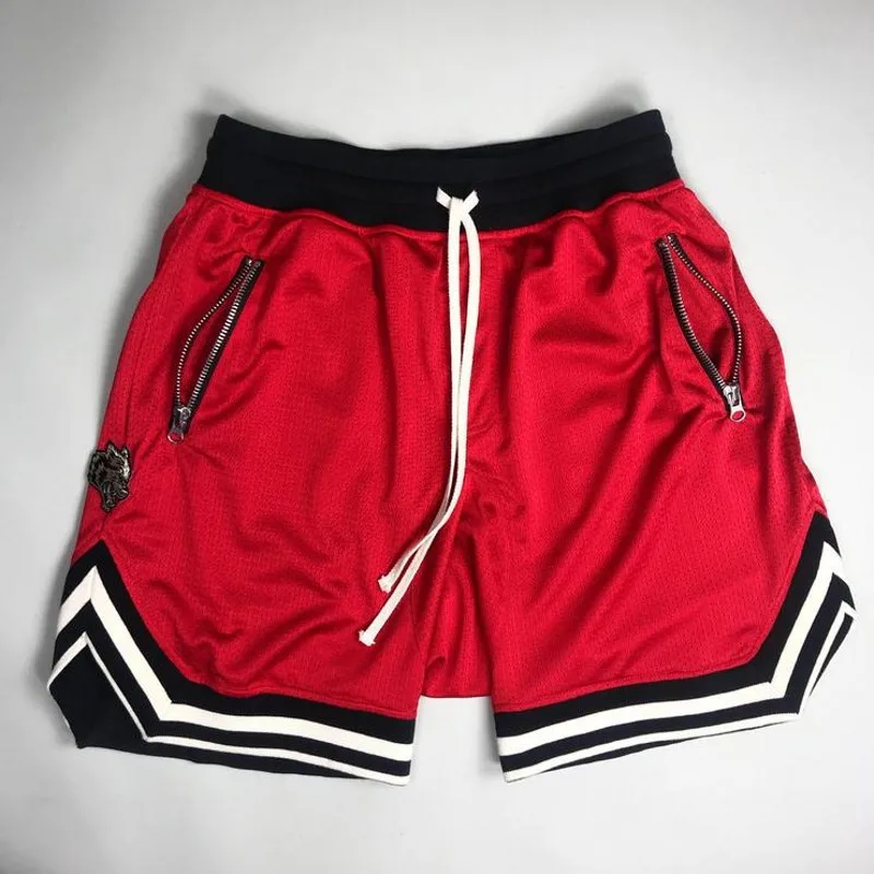 smart casual shorts mens Hip hop street Instagram main line retro sports casual fitness basketball pants black red heavy mesh five-minute shorts best casual shorts for men