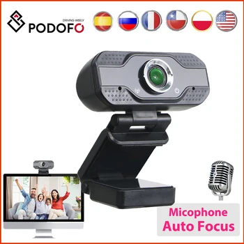 

Podofo HD Webcam Built-in Dual Microphone Smart 1080P Web Camera Pro Camera for Desktop Laptops PC Cam For IOS Windows 10/8/7